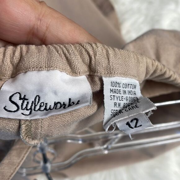 Styleworks Ladies 100% Cotton Drawstring Pants Size 12 Tan - Picture 4 of 4